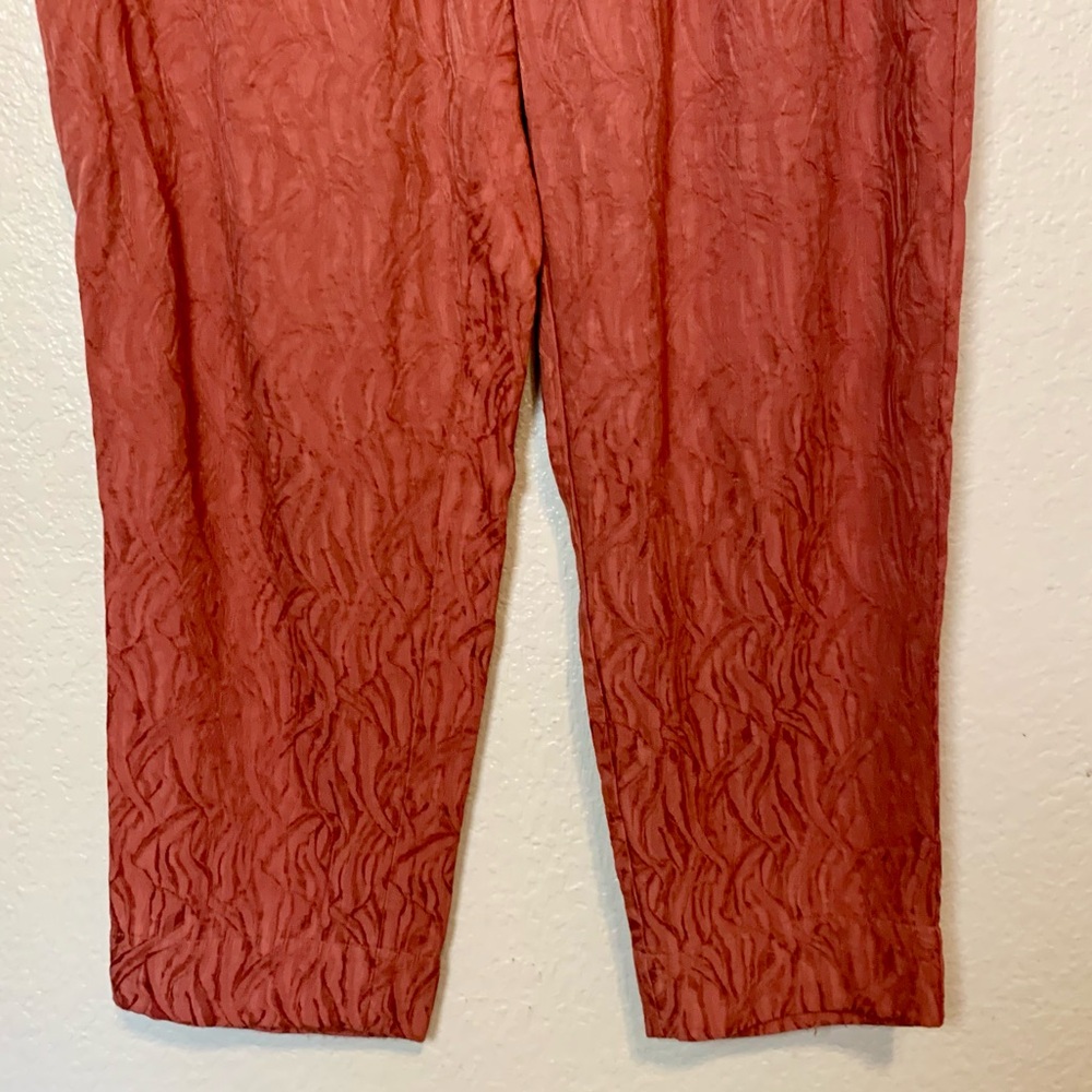 Anthropologie Ett:twa Aubade Tie Waist Textured Pants Cropped Dusty Rose Size 6 - Picture 5 of 14